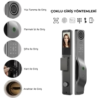 Ninova Akıllı Çelik Kapı Kilidi NAK27 Wifi Tuya Akıllı 3D Yüz Tanıma Parmak İzi
